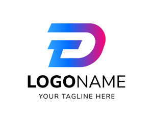 Futuristic letter DT logo design