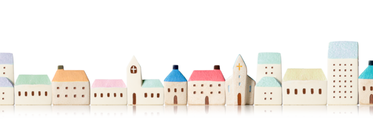 カラフルなミニチュアの家の街並み