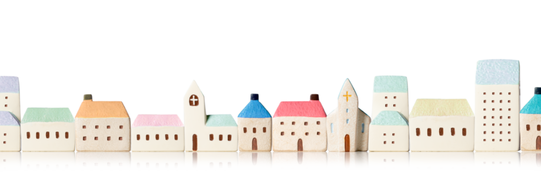 カラフルなミニチュアの家の街並み