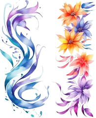 Fototapeta na wymiar colorful watercolor floral ribbon
