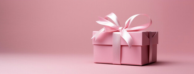 Delicate pink gift box with space for your message, generative AI