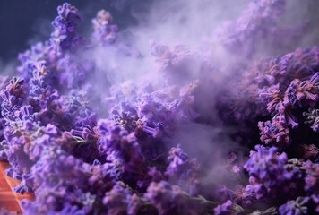 Fototapeta na wymiar Lavender fragrance mist filling the air, generative AI