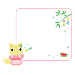 七夕のキツネ　フレーム＋装飾付