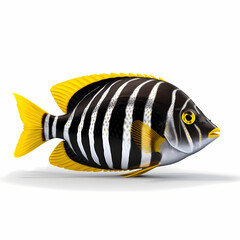 Black And White Stripes Fish White Background Illustration