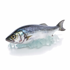 One Mackerel On Ice Isolated White Illustration