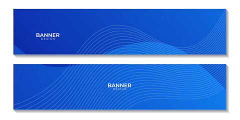 set of banners with abstract blue wave gradient background