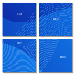 set of abstract blue wave gradient background