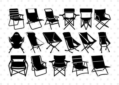 Camping Chair SVG, Chair Silhouette, Chair Svg, Beach Chair Svg, Camping Chair Icons Svg, Lawn Chair Svg, Folding Chair Svg, Lake Chair Svg, Camping Chair Bundle