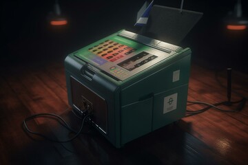 3D illustration of electronic voting machine used in Brazilian elections. Generative AI