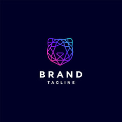 Plush Bear Head Logo Design. Minimalist Bear Head Mosaic Logo Design.