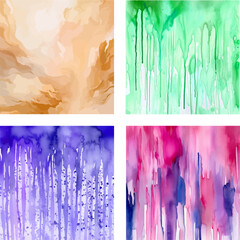 Set of colorful watercolor background. Artistic hand-painted vector, template design for banner, poster, card, cover, brochure.