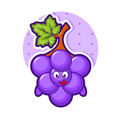 Cartoon illustration of grape fruit with smiley face