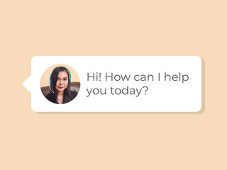 Example of a human like AI chatbot on a messaging platform or website to assist customers realtime. CPaaS or Communications Platforms as a Service concept.