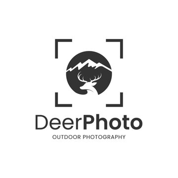 Modern deer and camera combination logo. It is suitable for use for photography logos.