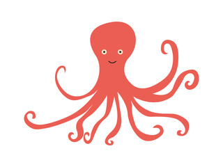 Cute vector octopus character flat illustration