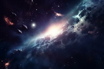 Obraz na płótnie Canvas Illustration of space with galaxy and stars. Generative AI