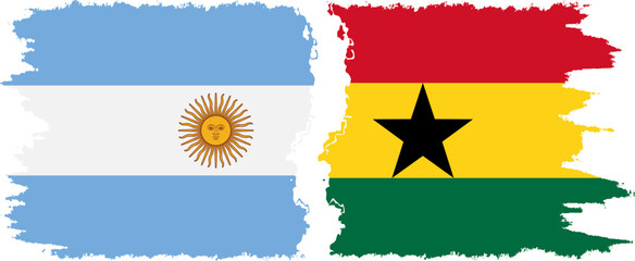 Ghana and Argentina grunge flags connection vector