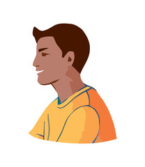 Smiling man in yellow shirt