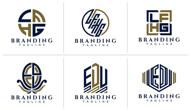 Luxury line letter LFHG and EDV logo design