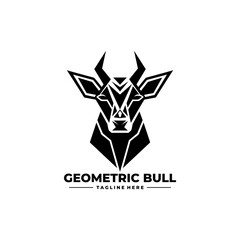 Polygonal animal emblem, geometric bull or cow, logo design. Vector linear illustration. geometric polygon bull logo