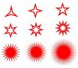 Set vector red star icon elements design template illustration
