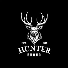 Deer Hunter Logo Type, Template, And Vector, Deer Head Logo Design Premium
