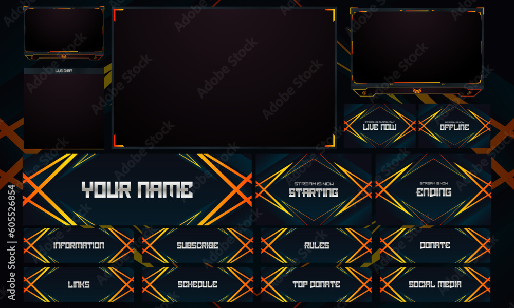 Wall mural Twitch Overlay Live Stream template set