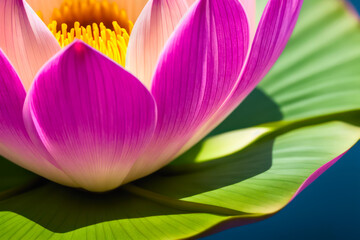 Macro photo of Lotus flower floating in the water. Wildlife concept of ecological environment. Generative AI