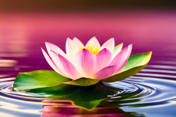 Macro photo of Lotus flower floating in the water. Wildlife concept of ecological environment. Generative AI