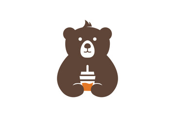 bear coffee logo vector icon template illustration 