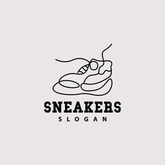 Shoes Logo, Shoes Design Simple Minimalist Line Style, Fashion Brand Vector, Icon Illustration