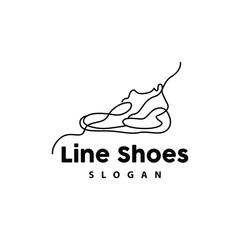 Shoes Logo, Shoes Design Simple Minimalist Line Style, Fashion Brand Vector, Icon Illustration