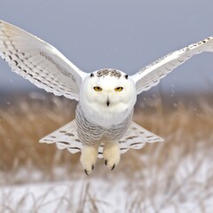 Snowy Owl in Flight - 1