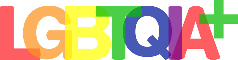 LGBTQIA+text Sign in pride colours