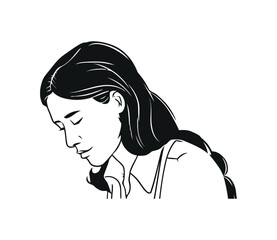 Young woman with long hair