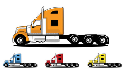 Heavy truck illustration logo template, Trucking company logo. Truck delivery or logistic logo industry vector