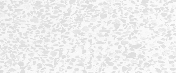 Quartz surface white for bathroom or kitchen countertop, realistic raster pattern of mosaic floor with natural stones, granite, marble, quartz, concrete, white terrazzo floor tile on cement surface.