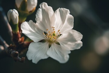 Close-up of almond tree flower. Generative AI