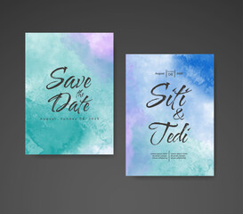 Wedding invitation with abstract watercolor background