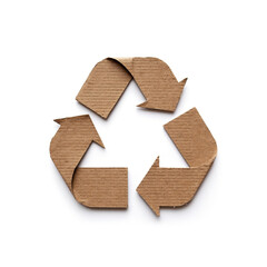 Cardboard Recycling Symbol on White Background, generative AI
