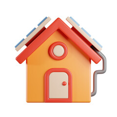 Solar Panel House 3D Icon