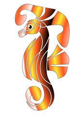 Luxurious illustration logo in the shape of a Seahorses has dynamic gradient line art in a luxurious pattern colour 
