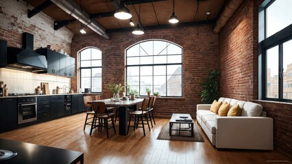 a large living room with a large window. Ai llustration. fantasy digital painting. Artificial Intelligence Artwork