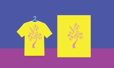 3D &digital T-Shirt design Mockups template front and back view on background