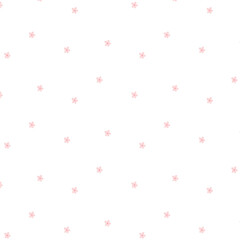 Cute seamless pattern with pink small flowers. Vector illustration. Kids minimalist print with daisies. Flat style. Spring pattern with blooming flowers.