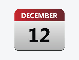 12th december calendar icon. calendar logo.
