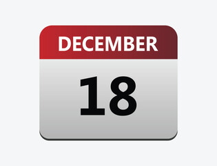 18th december calendar icon. calendar logo.