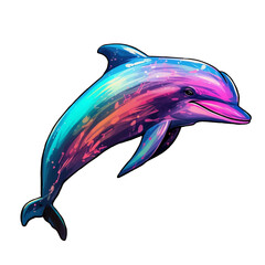 Colourful dolphin. rainbow dolphin silhouette. Vector illustration. Dolphin of splash paint. Isolated on white background. For print, packaging, cards, designers, clothes, interior, icon, logo, tattoo © Anastasiia