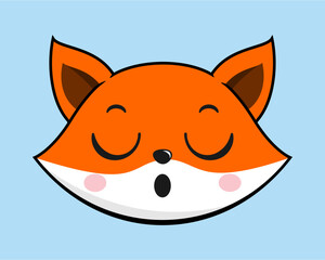 Fox Relieve Face Head Kawaii Sticker