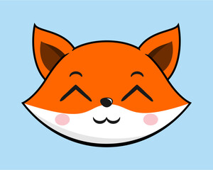 Fox Cute Smile Face Head Kawaii Sticker